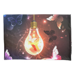 Funda De Cojín Bombilla brillante con mariposas nocturnas