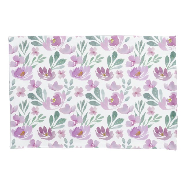 Funda De Cojín Bonito acuarela floral rosa (Anverso)