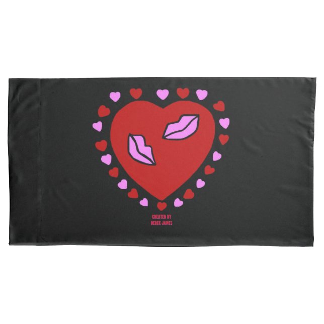 Funda De Cojín Bonito corazón besa King Size Pillowcase (Anverso)