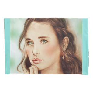 Funda De Cojín Bonito Elegante, Brunette Mujer Arte Vintage