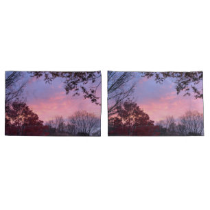 Funda De Cojín Bonito otoño cielo azul rosado