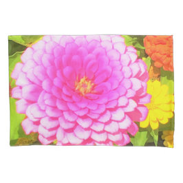 Funda De Cojín Bonito redonda de zinnia rosa en el jardín de vera