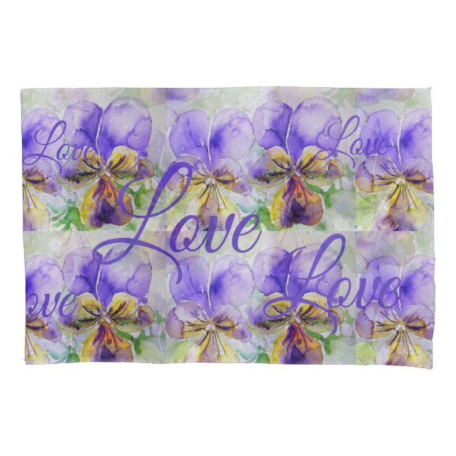 Funda De Cojín Bonito Viola Flor Flor Flor Purple Pattern Love (Anverso)