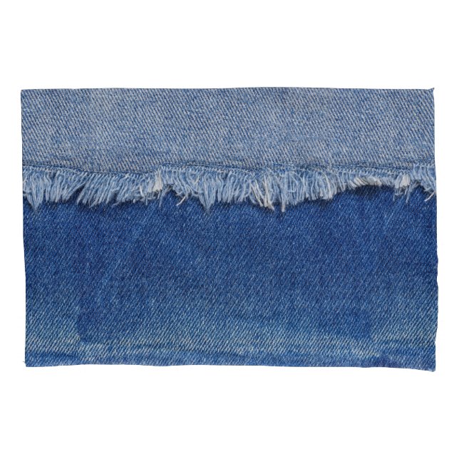 Funda De Cojín Borrado de Denim Jeans Fondo de tela (Anverso)