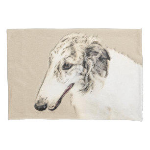 Funda De Cojín Borzoi (Brindle plateado) Pintura original de arte