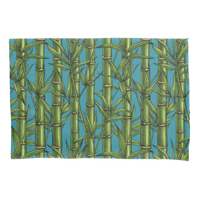 Funda De Cojín Bosque de bambú en azul (Anverso-izquierdo)