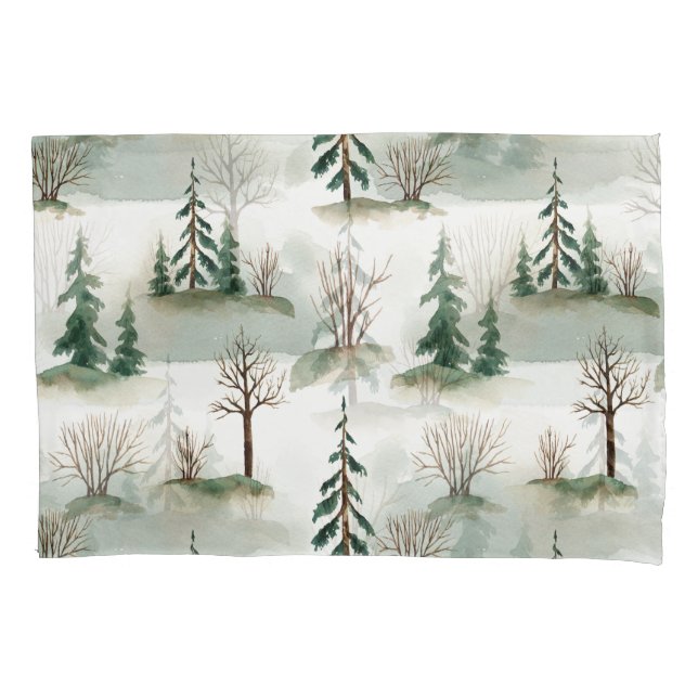 Funda De Cojín Bosque de Invierno: desenfoque verde de mano (Anverso)