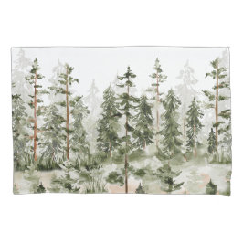 Funda De Cojín Bosque Verde Rústico Acuarela