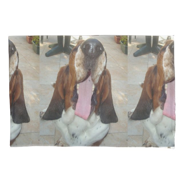Funda De Cojín bostezo de basset_hound (Anverso-izquierdo)