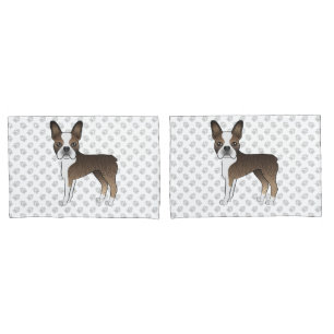 Funda De Cojín Boston Terrier Atigrado Dibujos Animados Perros y