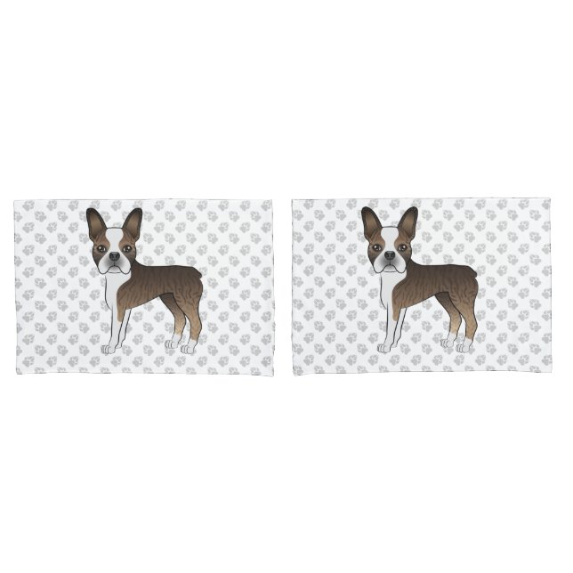 Funda De Cojín Boston Terrier Atigrado Dibujos Animados Perros y  (Anverso - Set)
