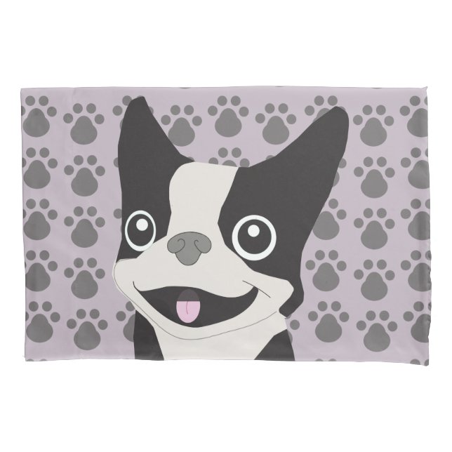 Funda De Cojín Boston Terrier, Purple lavender (Anverso)