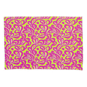 Funda De Cojín Botánica rosa y Amarillo brillante