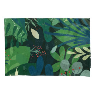 Funda De Cojín Botánica verde: Ilustracion de hojas tropicales