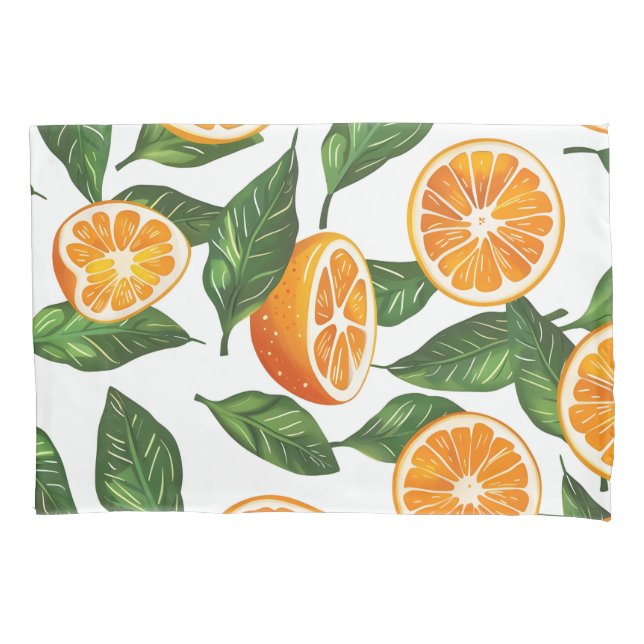 Funda De Cojín Botanical Fruit Orange Citrus Seamless Pattern (Anverso)