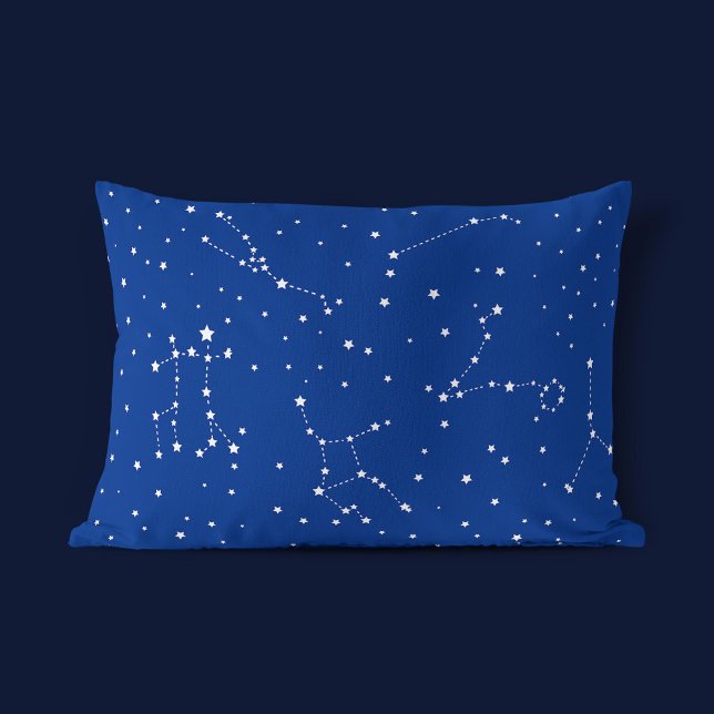 Funda De Cojín Boy Constellation Blue White Starry Night Sky (Mockup)