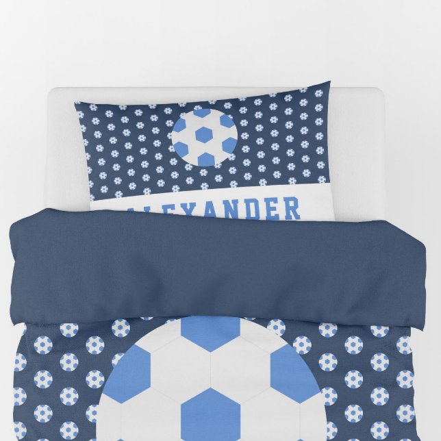 Funda De Cojín Boy Teenager Sports Blue Soccer Ball Personalizado (Subido por el creador)