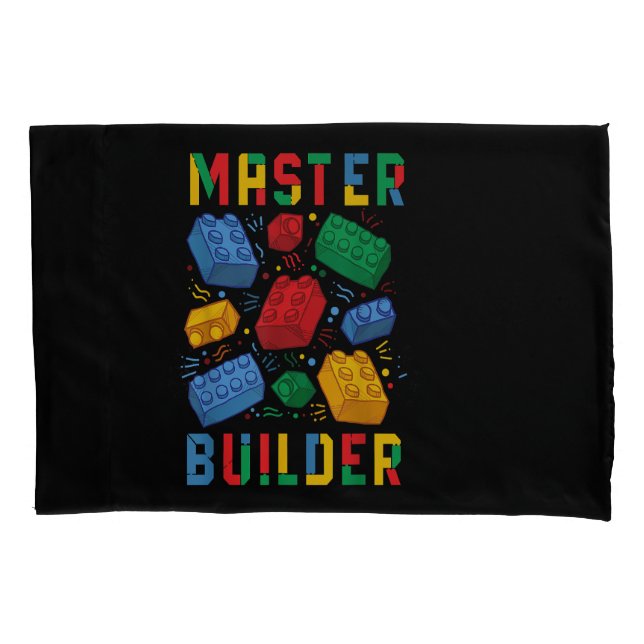 Funda De Cojín Brick Builder Funny Blocks Building Master Builder (Anverso)