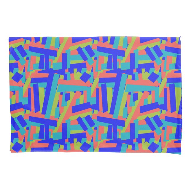 Funda De Cojín Bright Bold Blue Green Coral Abstract Patches (Anverso)