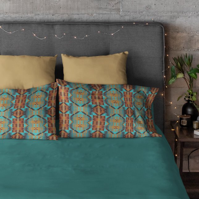Funda De Cojín Brillante arte tribal Verde azulado Aqua Blue Nara (Subido por el creador)