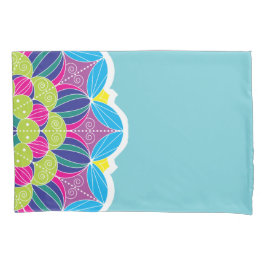 Funda De Cojín Brillante Neon Mandalas y Verde azulado