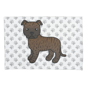 Funda De Cojín Brindle English Staffie Perro De Dibujos Animados