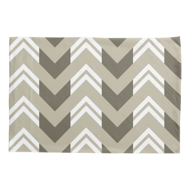 Funda De Cojín Brown moderno, beige, modelo blanco de Chevron (Reverso)