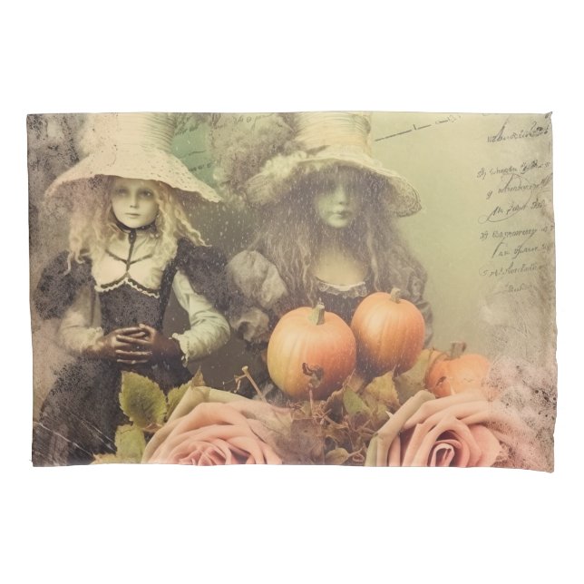 Funda De Cojín Brujería de Halloween vintage (1) (Anverso-izquierdo)