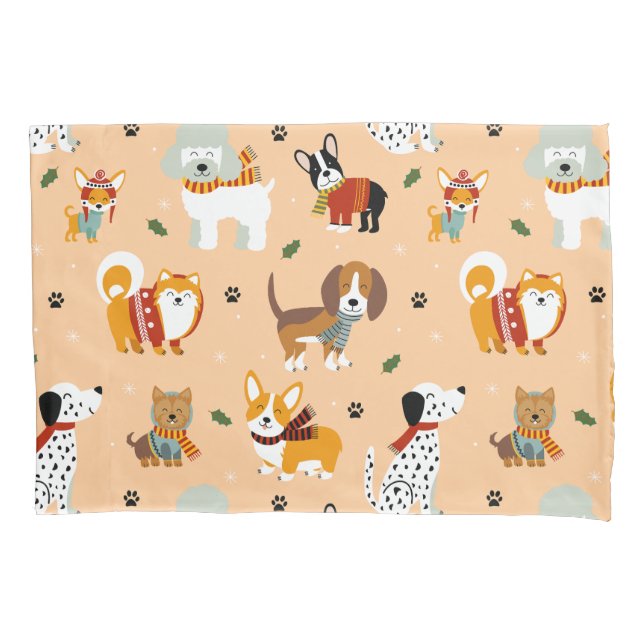 Funda De Cojín Bufandas festivas de invierno para cachorros (Anverso)