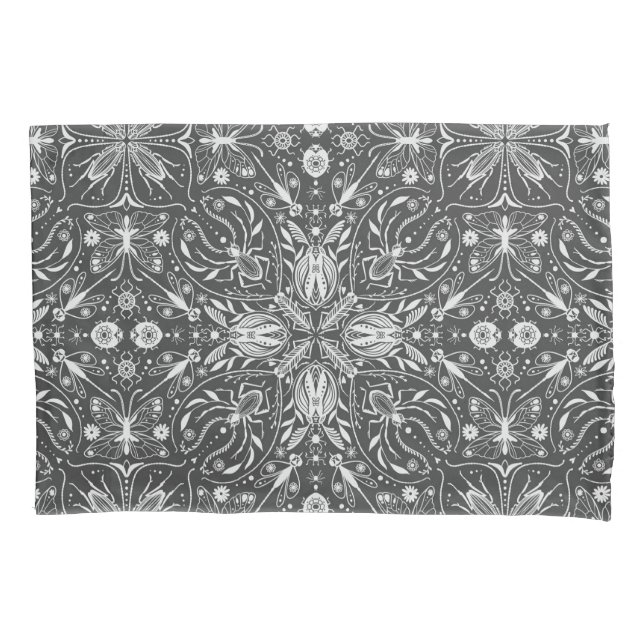 Funda De Cojín Bugs, blanco roto sobre negro (Anverso-izquierdo)