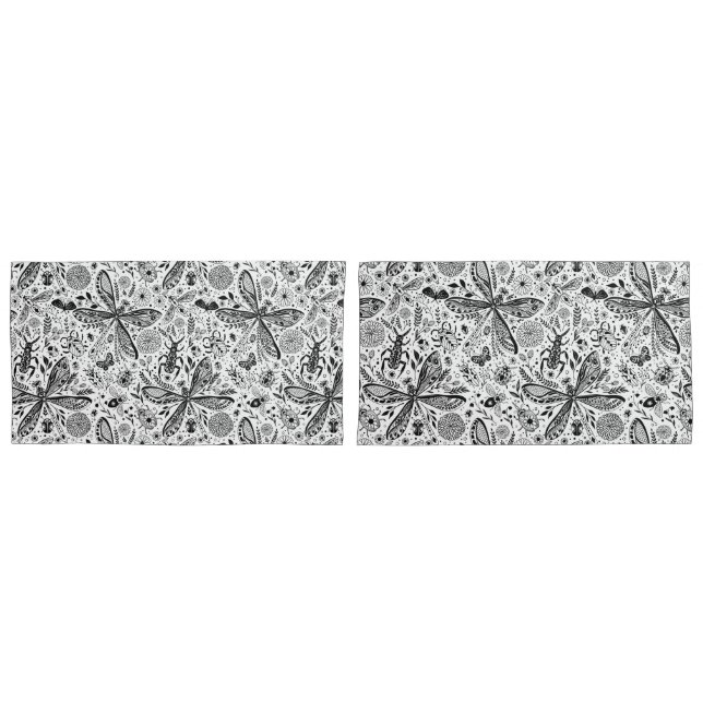 Funda De Cojín Bugs de garabatos en azul oscuro (Anverso - Set)