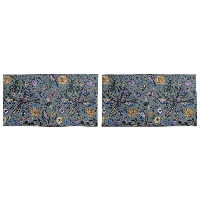 Funda De Cojín Bugs de garabatos en gris tardío (Anverso - Set)