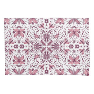 Funda De Cojín Bugs, magenta oscuro y rosa sobre blanco