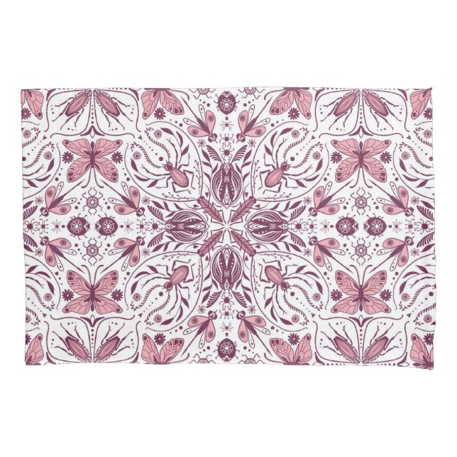 Funda De Cojín Bugs, magenta oscuro y rosa sobre blanco (Anverso-izquierdo)