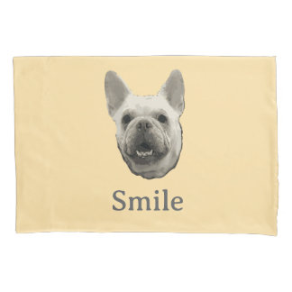 Funda De Cojín Bulldog Francés Beige Sonriente