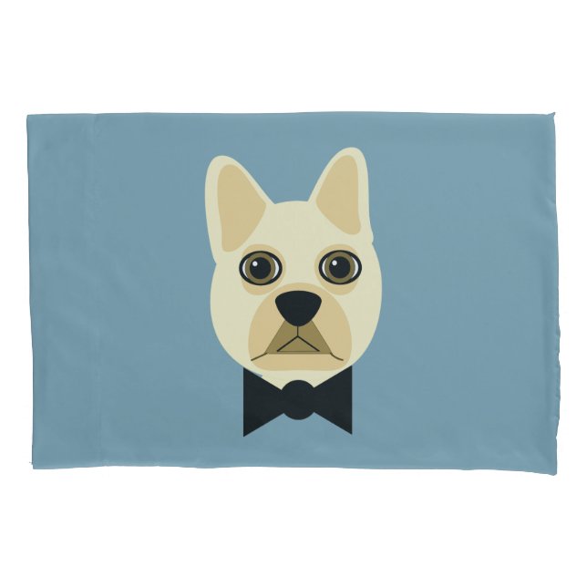 Funda De Cojín Bulldog francés con azul bowtie (Anverso)
