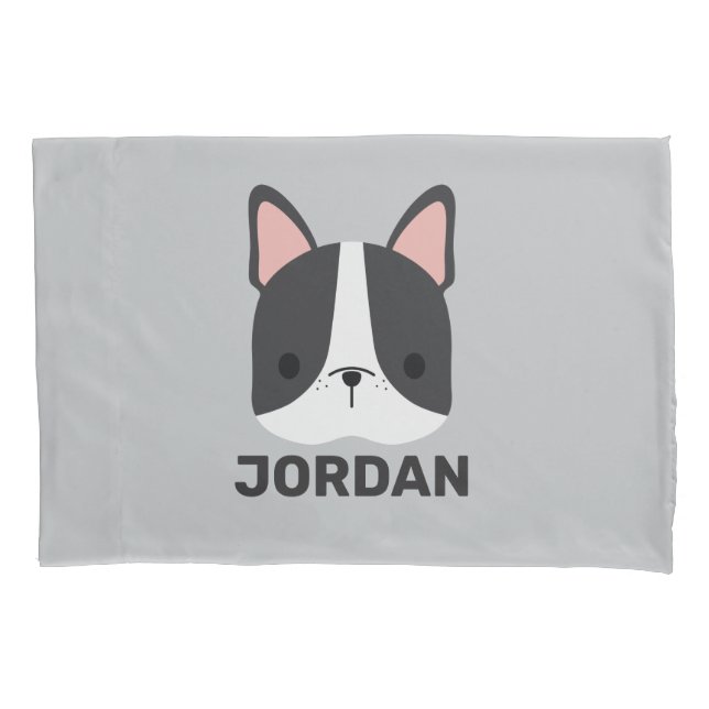 Funda De Cojín Bulldog francés lindo con nombre personalizado (Anverso)