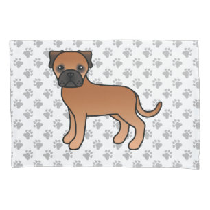 Funda De Cojín Bullmastiff Rojo Perro De Dibujos Animados Lindo &