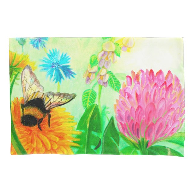 Funda De Cojín Bumblebee en dandelion (Anverso)
