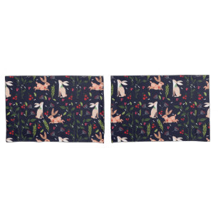 Funda De Cojín Bunnies de arte folclórico escandinavo
