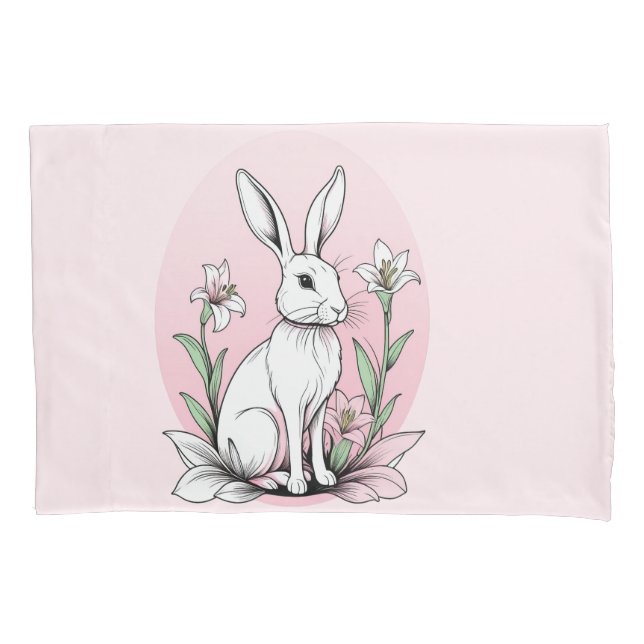 Funda De Cojín Bunny and Lilies (Anverso)