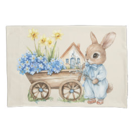 Funda De Cojín Bunny personalizado con flores azules