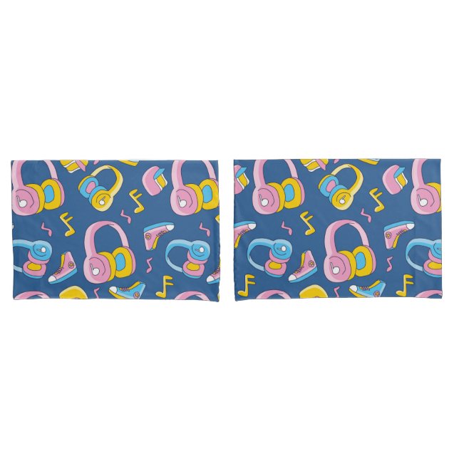 Funda De Cojín Bunter Musikmix en rosa, blau, gelb (Anverso - Set)