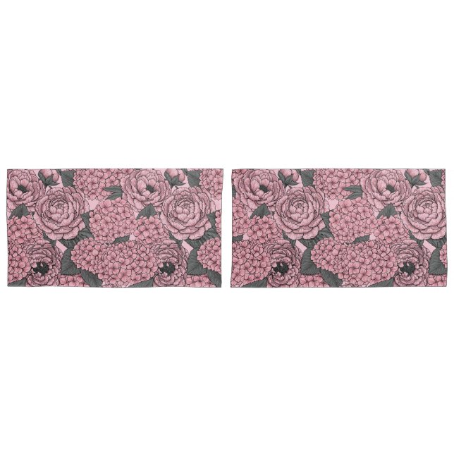 Funda De Cojín Buqué floral de color rosa (Anverso - Set)