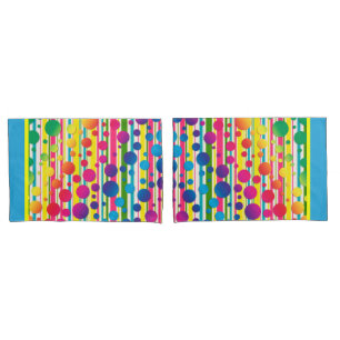 Funda De Cojín [Burbujas del Beatnik] azul retro de la raya del
