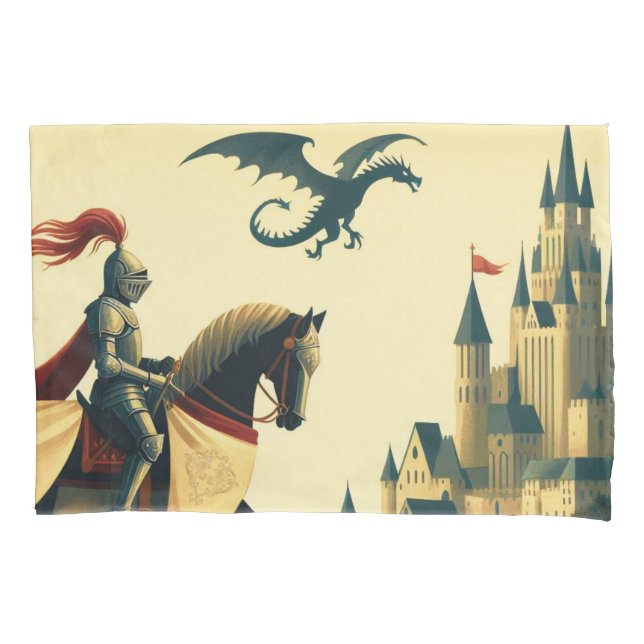 Funda De Cojín Caballero medieval/dragón/fantasía de castillo (Anverso)