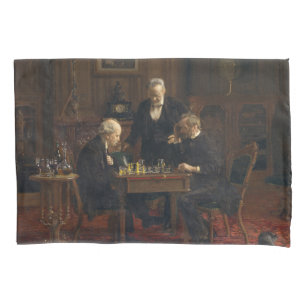 Funda De Cojín Caballeros jugando al ajedrez (Thomas Eakins)