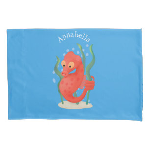 Funda De Cojín Caballito de mar pigmeo de dibujos animados mono