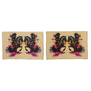 Funda De Cojín Caballo de guerrero en acuarela