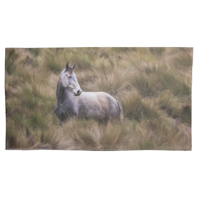 Funda De Cojín Caballo gris hermoso (Anverso)